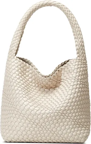 Woven Tote Bag for Women: Vegan Leather Shoulder Purse - Underarm Hobo Bag - Summer Beach Tote for Vacation