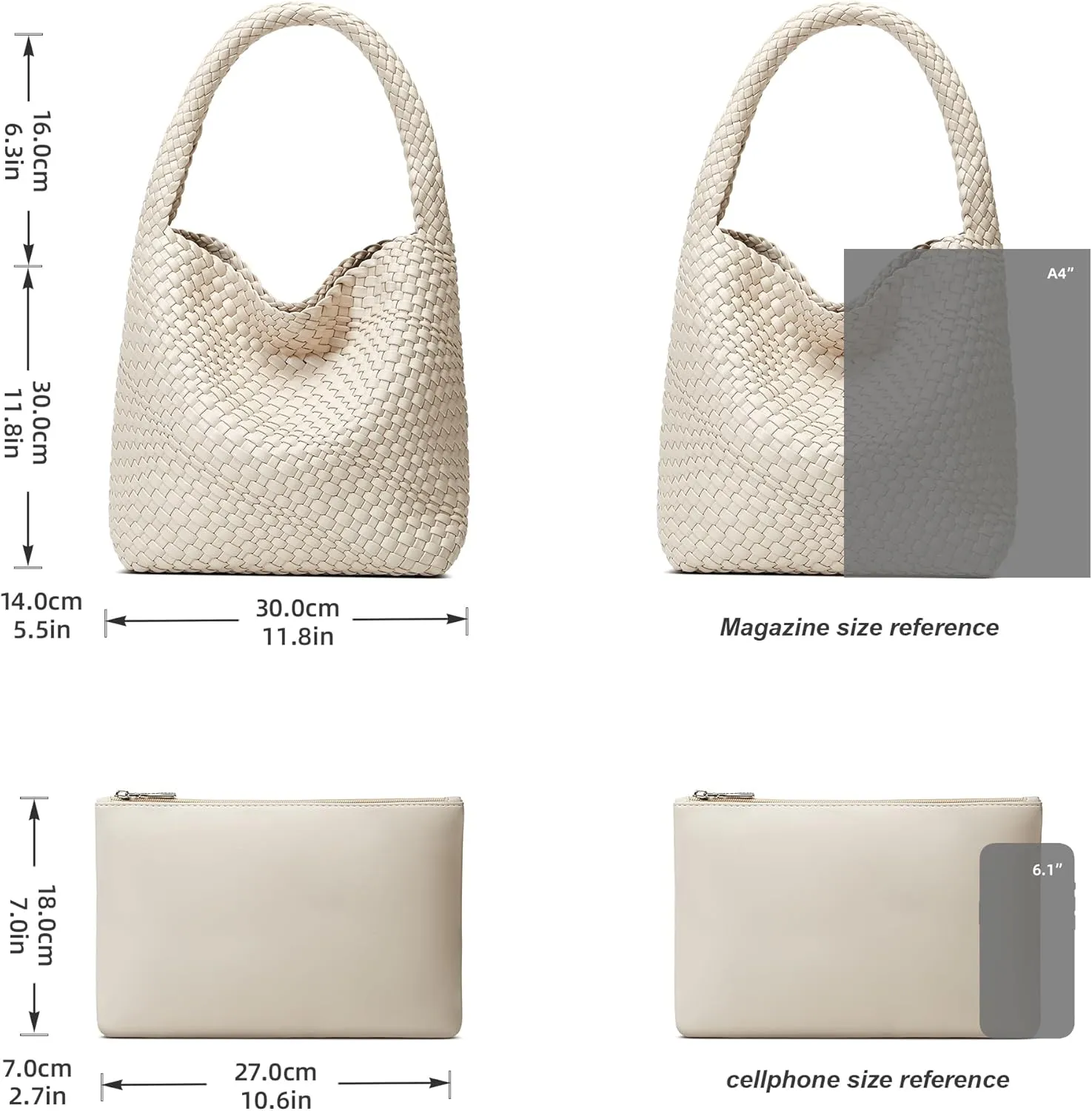Woven Tote Bag for Women: Vegan Leather Shoulder Purse - Underarm Hobo Bag - Summer Beach Tote for Vacation