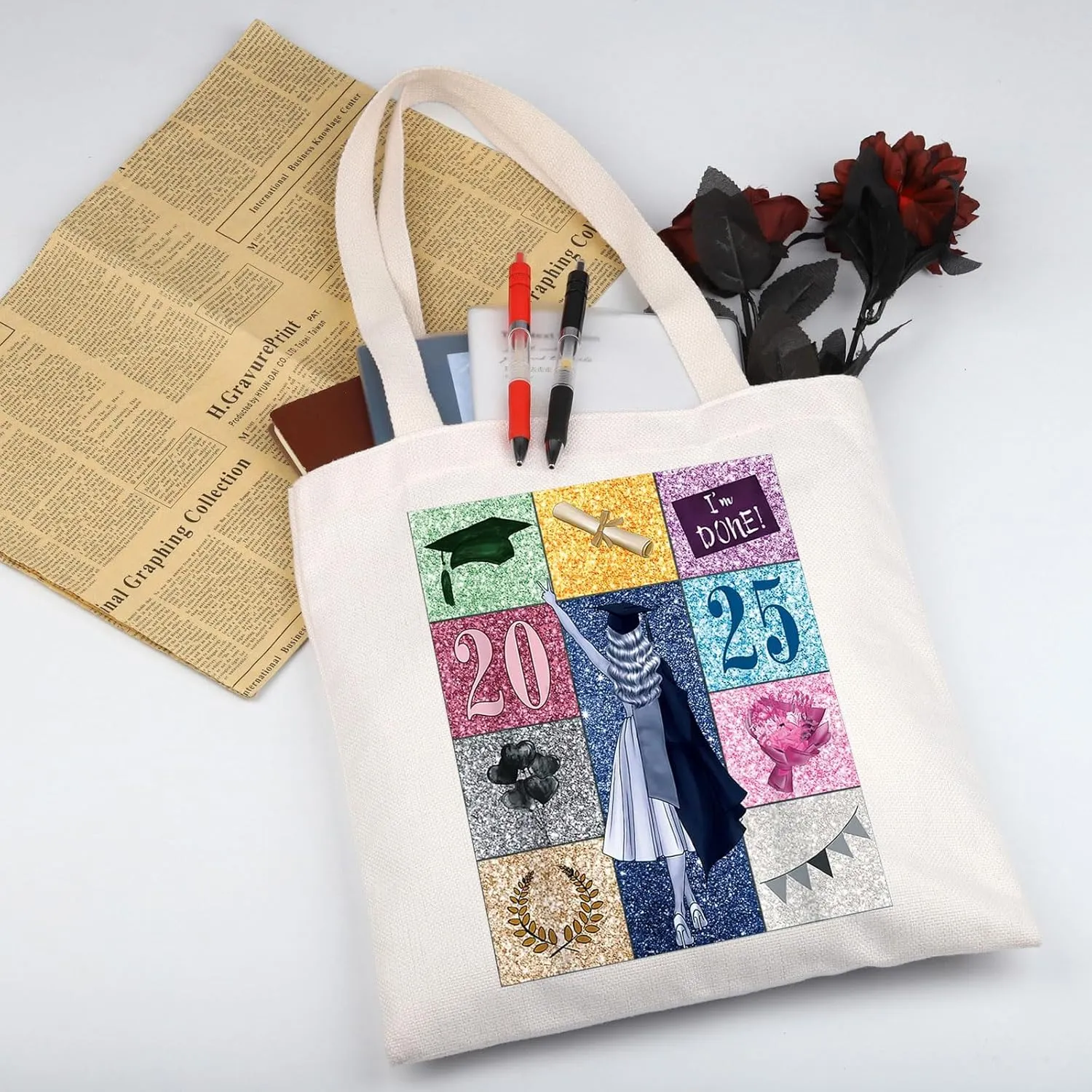 WSNANG Senior Graduation Gift for Her Senior 2025 Grad Tote Bag College Graduate Gifts 2025 Senior Graduate Shoulder Bag