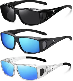 Wzerry Polarized Sunglasses Fit Over Glasses, UV Protection Wrap-Around for Men Women, Driving and Outdoor Activities