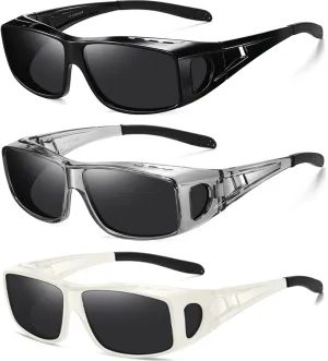 Wzerry Polarized Sunglasses Fit Over Glasses, UV Protection Wrap-Around for Men Women, Driving and Outdoor Activities