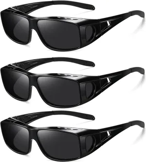 Wzerry Polarized Sunglasses Fit Over Glasses, UV Protection Wrap-Around for Men Women, Driving and Outdoor Activities
