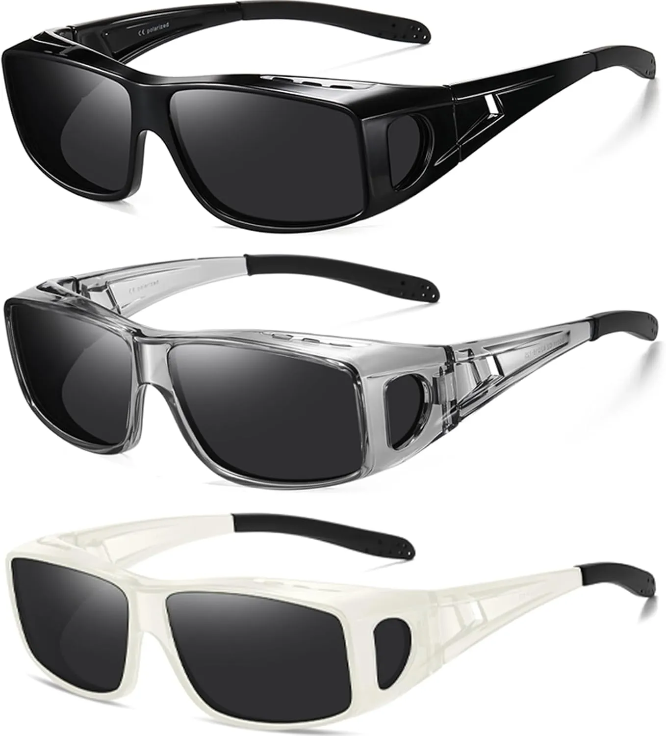 Wzerry Polarized Sunglasses Fit Over Glasses, UV Protection Wrap-Around for Men Women, Driving and Outdoor Activities