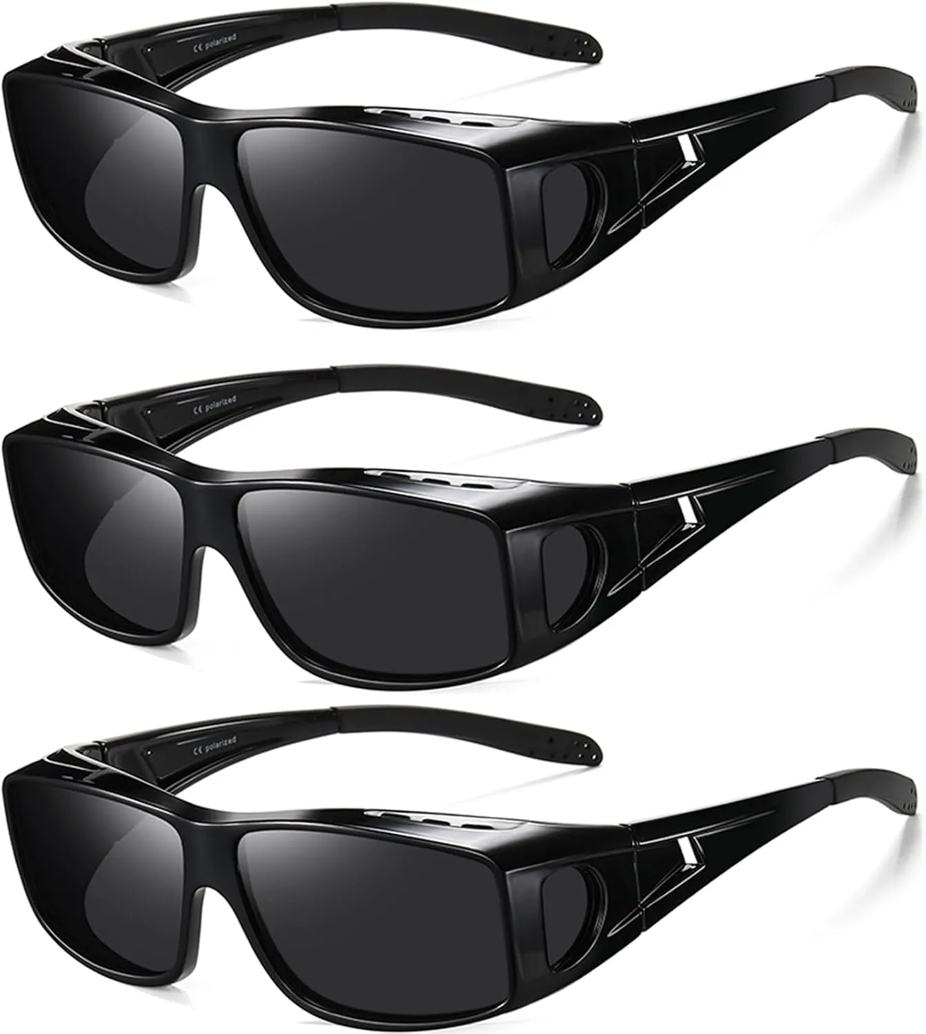 Wzerry Polarized Sunglasses Fit Over Glasses, UV Protection Wrap-Around for Men Women, Driving and Outdoor Activities