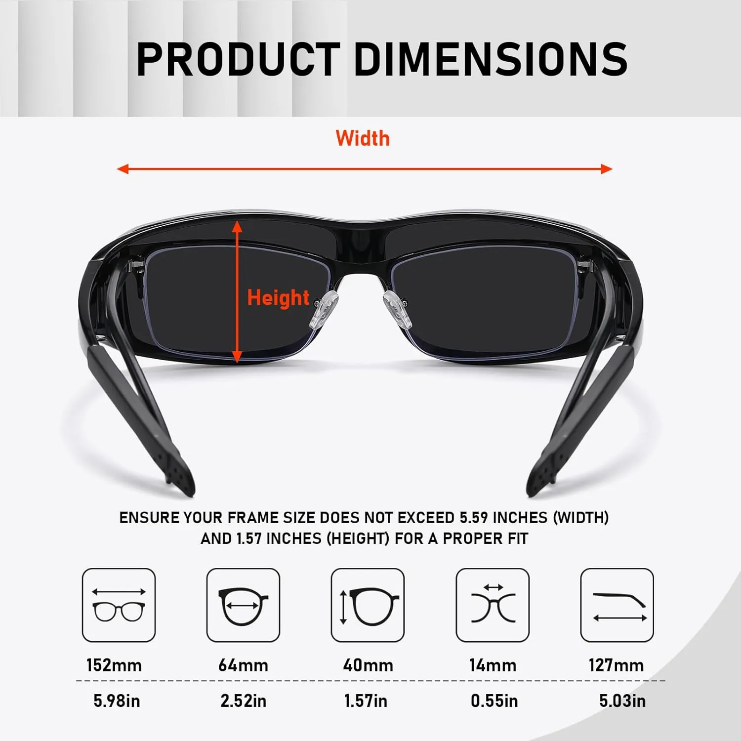 Wzerry Polarized Sunglasses Fit Over Glasses, UV Protection Wrap-Around for Men Women, Driving and Outdoor Activities