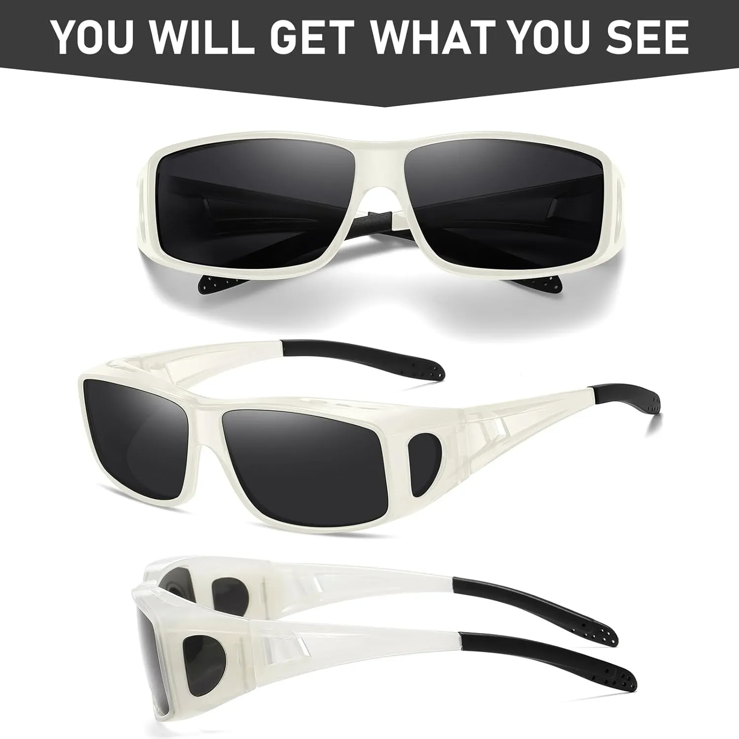 Wzerry Polarized Sunglasses Fit Over Glasses, UV Protection Wrap-Around for Men Women, Driving and Outdoor Activities