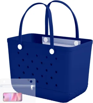 X-Large Rubber Beach Bag Tote Waterproof Tote Bag with Zipper Pocket Modern Travel Tote Bag Sports Beach