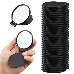 Yalikop 36 Pcs Compact Mirror Bulk Portable Round Makeup Mirror Mini Foldable for Purse Women Travel Daily Use Mother‘s Day Gifts (Black)