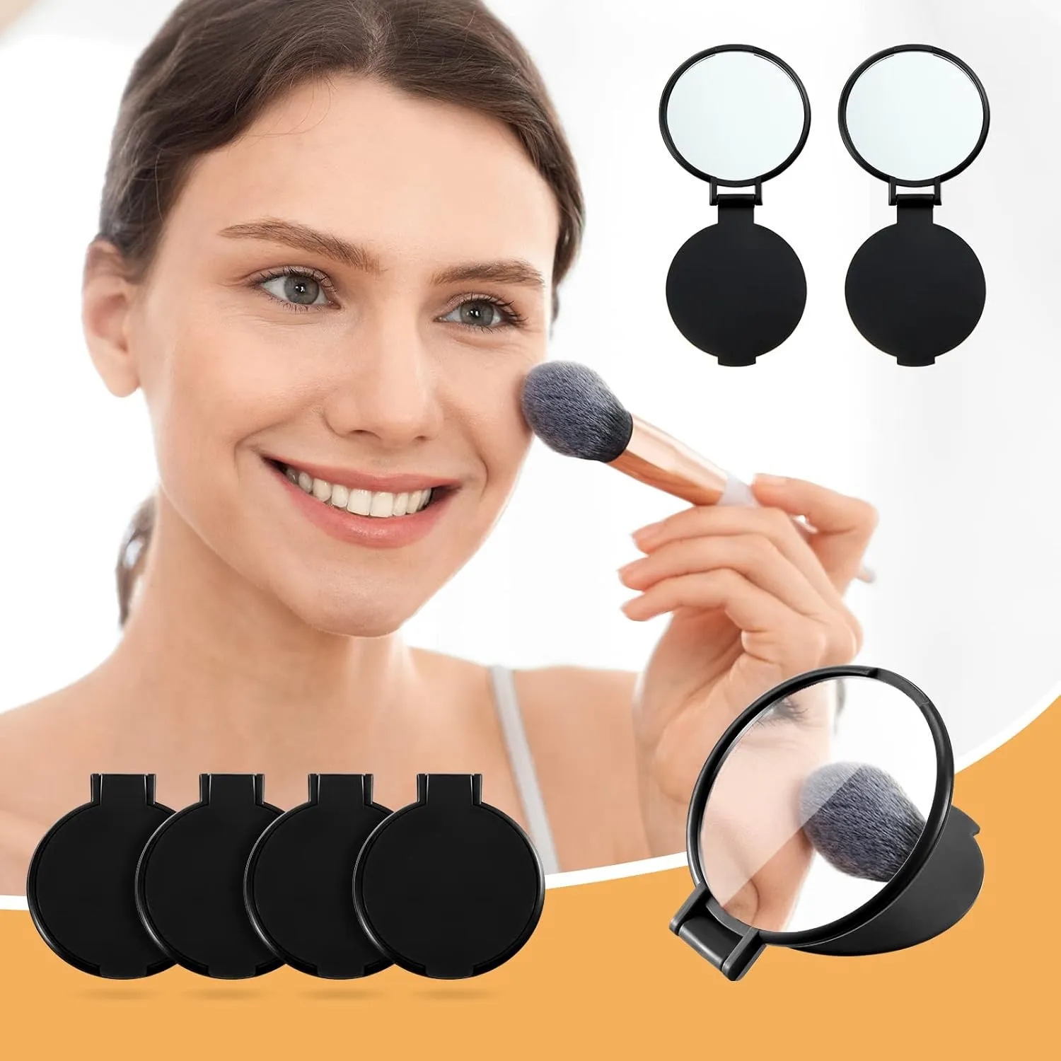 Yalikop 36 Pcs Compact Mirror Bulk Portable Round Makeup Mirror Mini Foldable for Purse Women Travel Daily Use Mother‘s Day Gifts (Black)