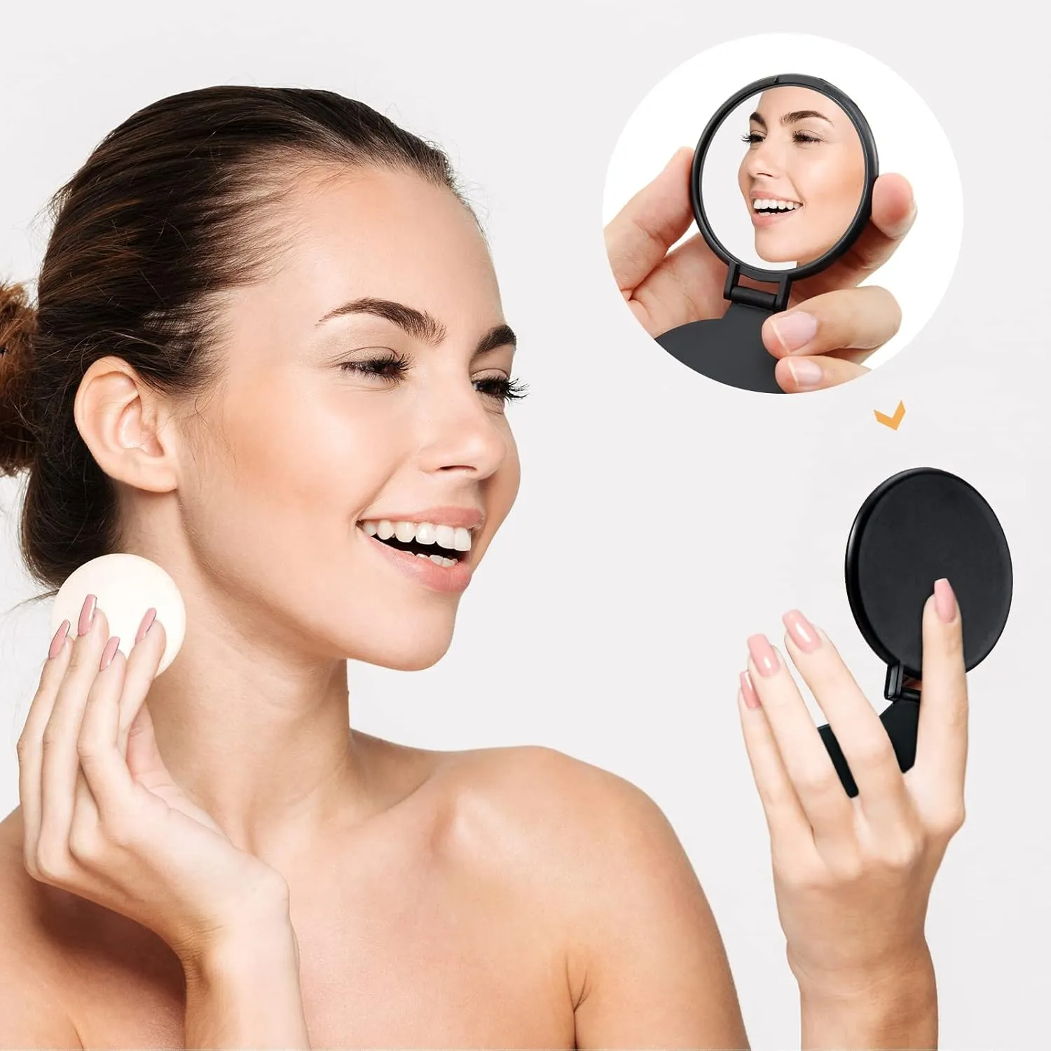 Yalikop 36 Pcs Compact Mirror Bulk Portable Round Makeup Mirror Mini Foldable for Purse Women Travel Daily Use Mother‘s Day Gifts (Black)