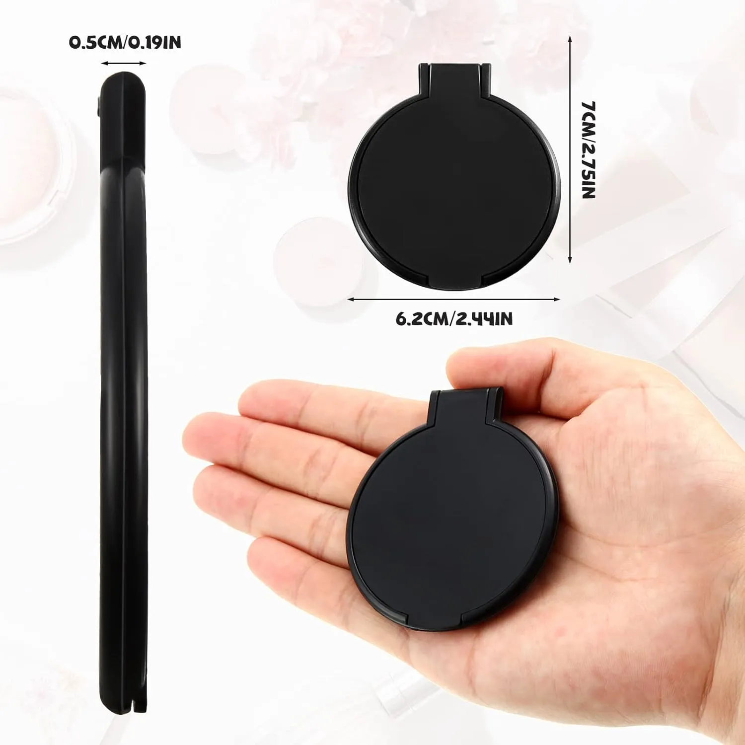 Yalikop 36 Pcs Compact Mirror Bulk Portable Round Makeup Mirror Mini Foldable for Purse Women Travel Daily Use Mother‘s Day Gifts (Black)