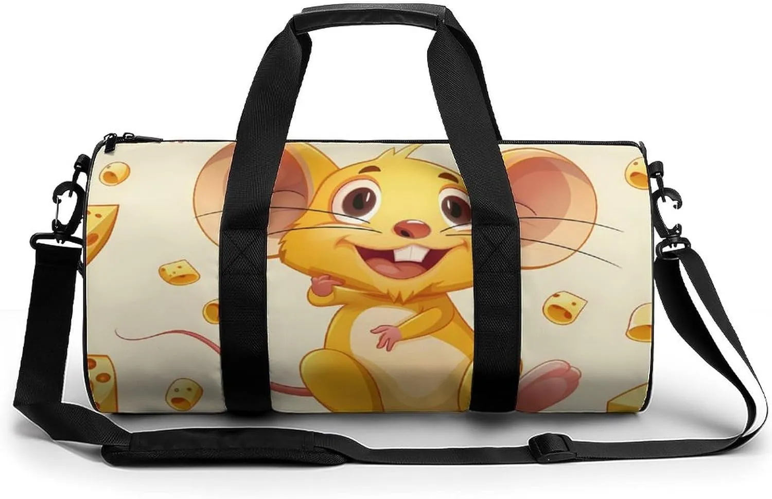 Yellow Mouse in Cheese Gym Bag Lightweight Duffel Bag Workout Bag Overnight Backpack Travel Bags for Men Women
