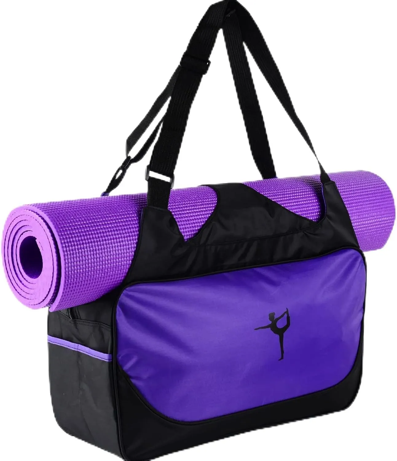 Yoga Bag, Polyester Material Large Capacity Viscosity Design Gym Tote Bag 48x24x16cm 18.9x9.4x6.3in (Purple)