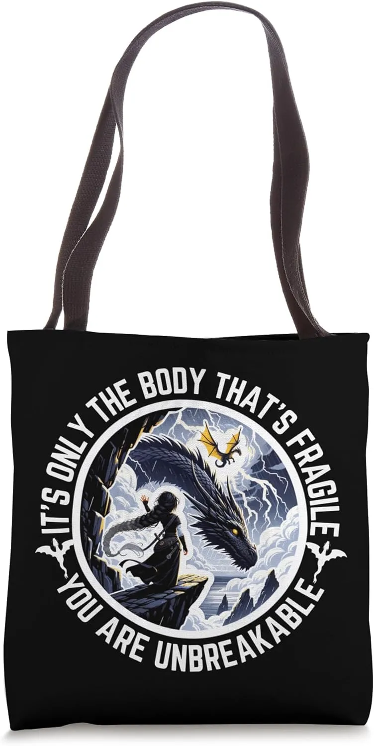 You Are Unbreakable Dragon Motivational Fantasy Dragonrider Tote Bag