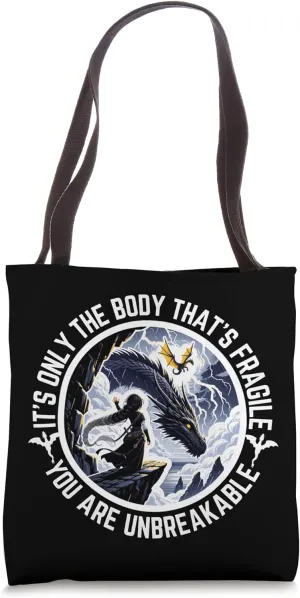 You Are Unbreakable Dragon Motivational Fantasy Dragonrider Tote Bag