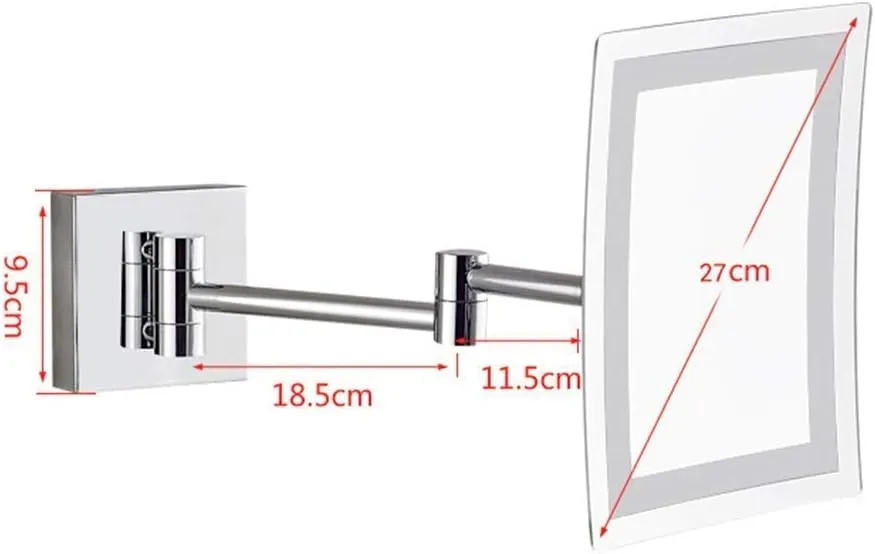 ZADIKO Bathroom Wall-Mounted Makeup Mirror Foldable Telescopic Rotating Metal Copper Square Cosmetic Mirror 8 Inches