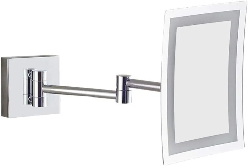 ZADIKO Bathroom Wall-Mounted Makeup Mirror Foldable Telescopic Rotating Metal Copper Square Cosmetic Mirror 8 Inches