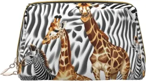Zebra And Giraffe Toiletry Pouch, Travel-Friendly Makeup Organizer For Makeup Brushes, Lipsticks