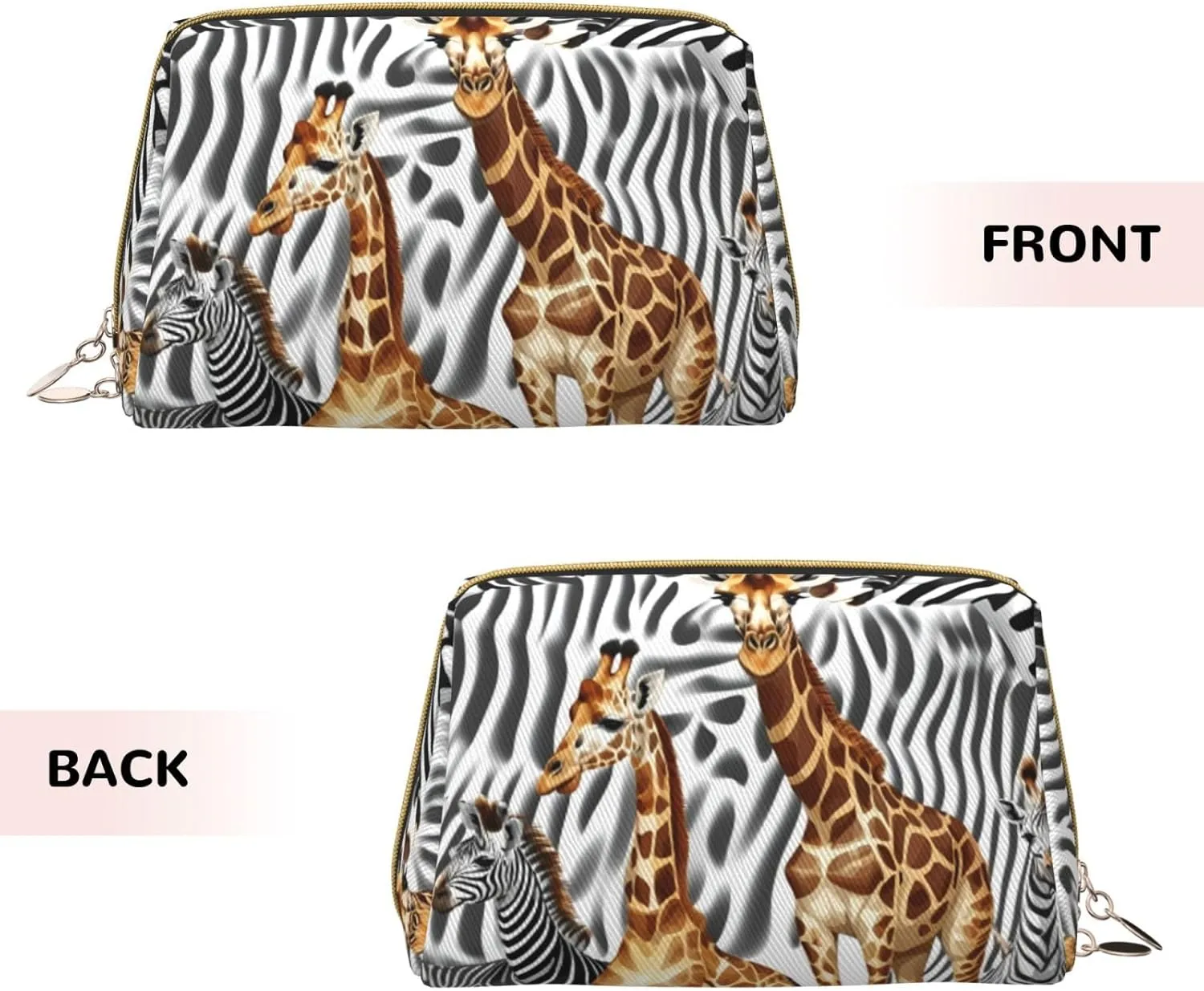 Zebra And Giraffe Toiletry Pouch, Travel-Friendly Makeup Organizer For Makeup Brushes, Lipsticks