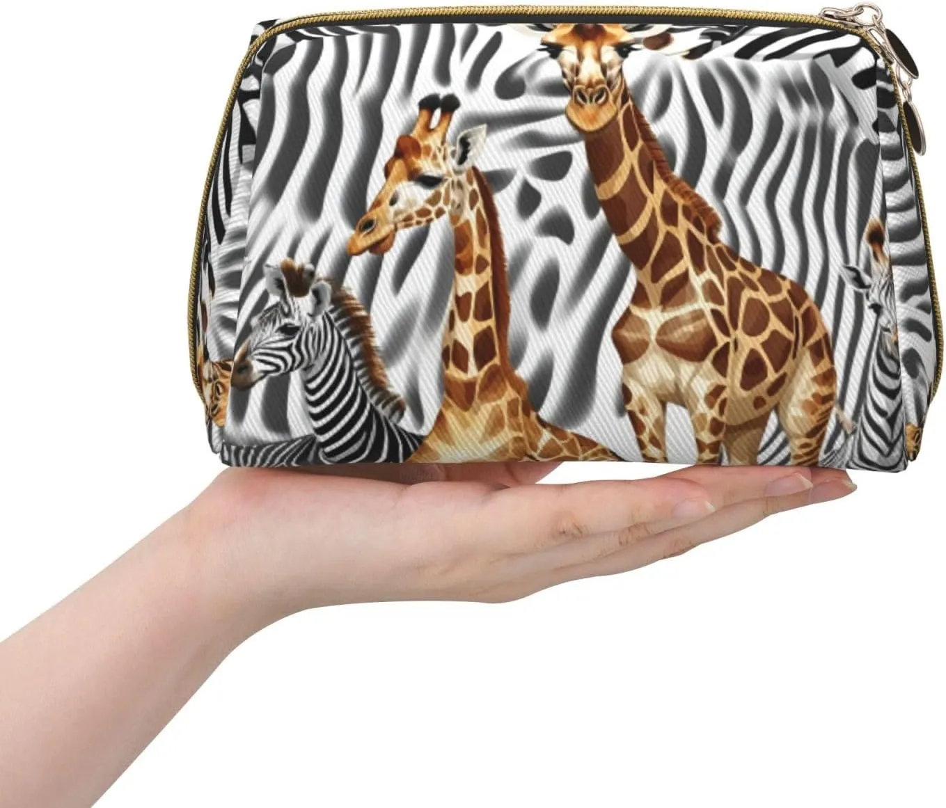 Zebra And Giraffe Toiletry Pouch, Travel-Friendly Makeup Organizer For Makeup Brushes, Lipsticks