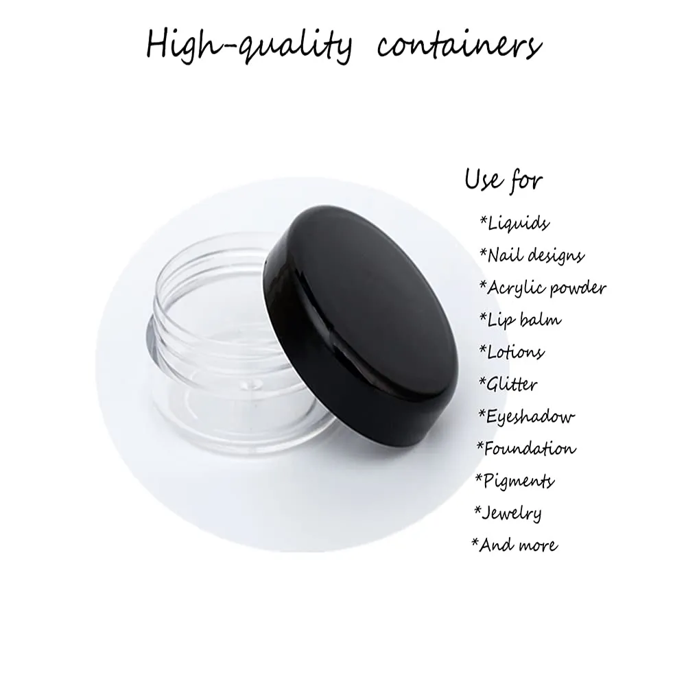 ZEJIA 5 Gram Sample Containers with Lids, 200PCS Mini Makeup Containers, Empty Plastic Travel Cosmetic Containers with Labels