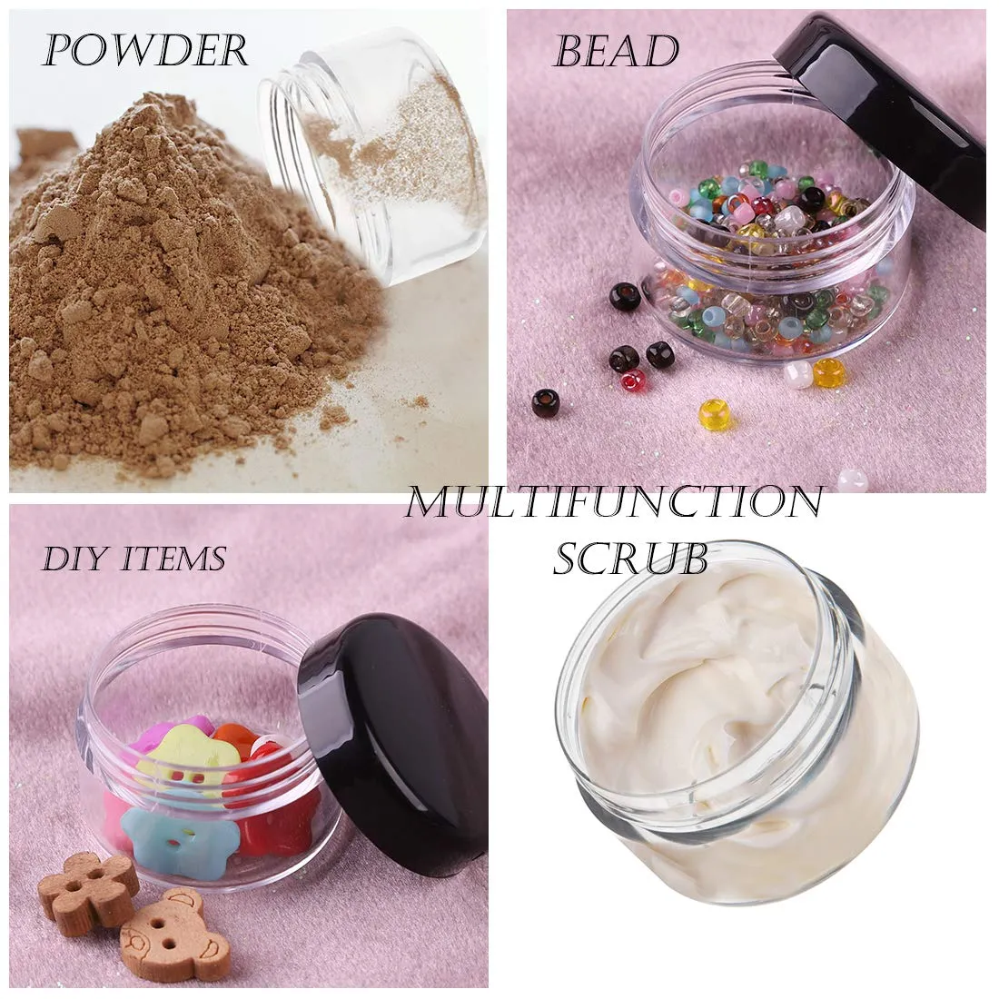 ZEJIA 5 Gram Sample Containers with Lids, 200PCS Mini Makeup Containers, Empty Plastic Travel Cosmetic Containers with Labels
