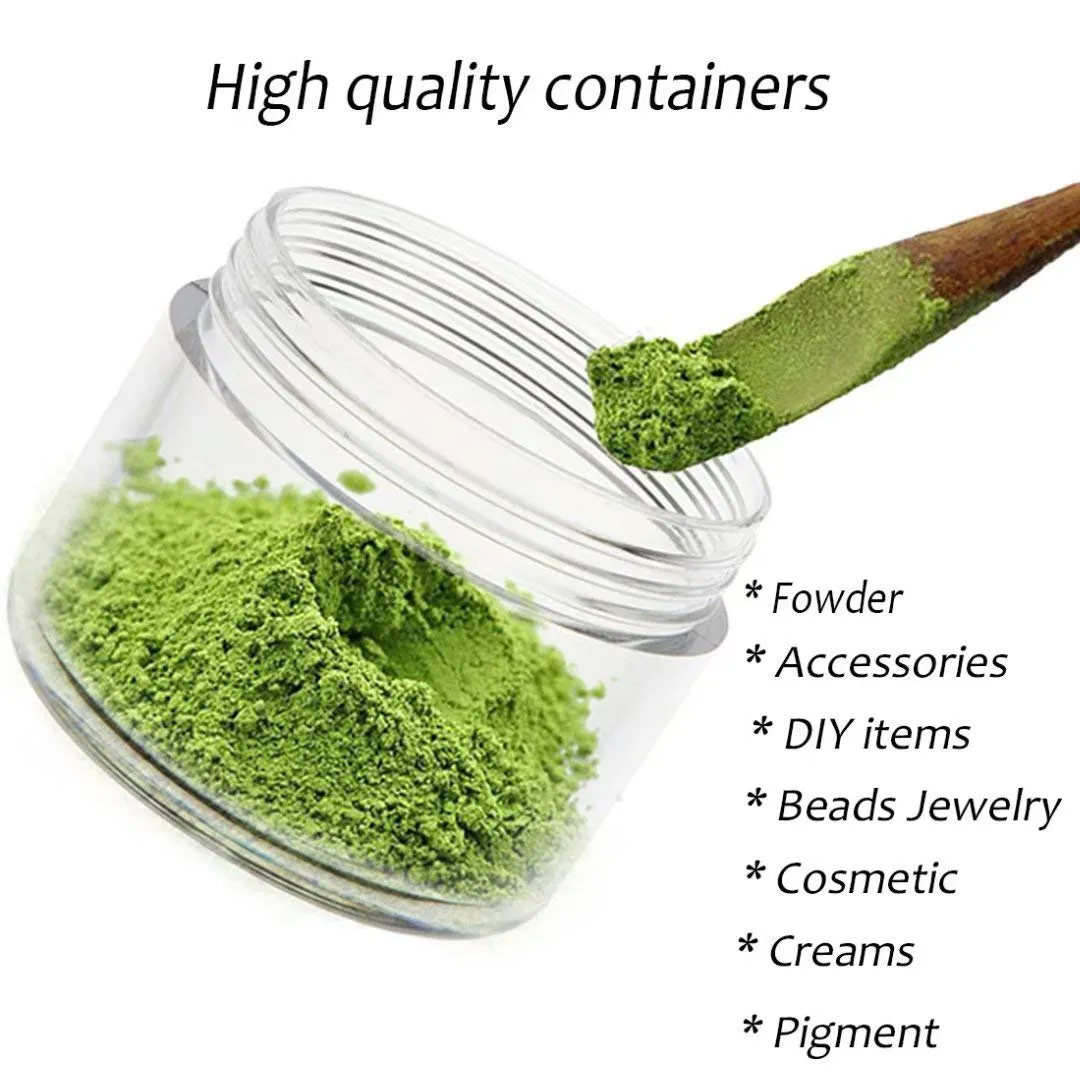 ZEJIA 5 Gram Sample Containers with Lids, Mini Makeup Containers, Empty Plastic Travel Cosmetic Containers with Labels(100 Count, White Lid)
