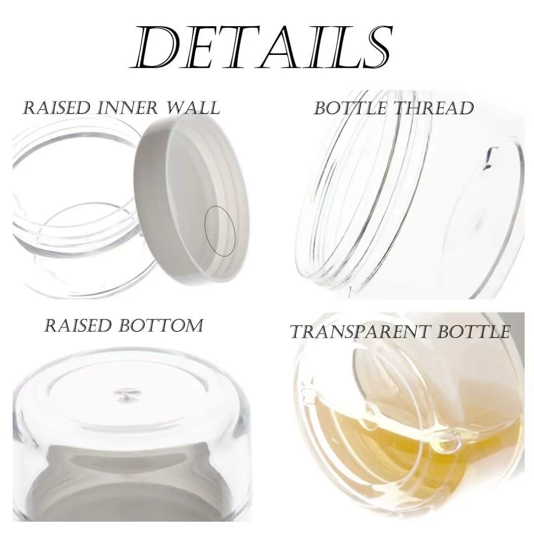 ZEJIA 5 Gram Sample Containers with Lids, Mini Makeup Containers, Empty Plastic Travel Cosmetic Containers with Labels(100 Count, White Lid)
