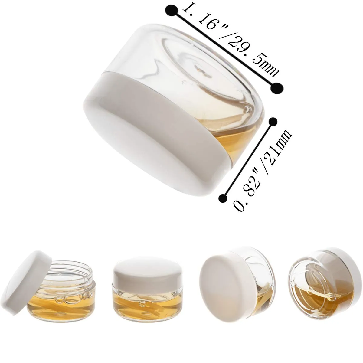 ZEJIA 5 Gram Sample Containers with Lids, Mini Makeup Containers, Empty Plastic Travel Cosmetic Containers with Labels(100 Count, White Lid)