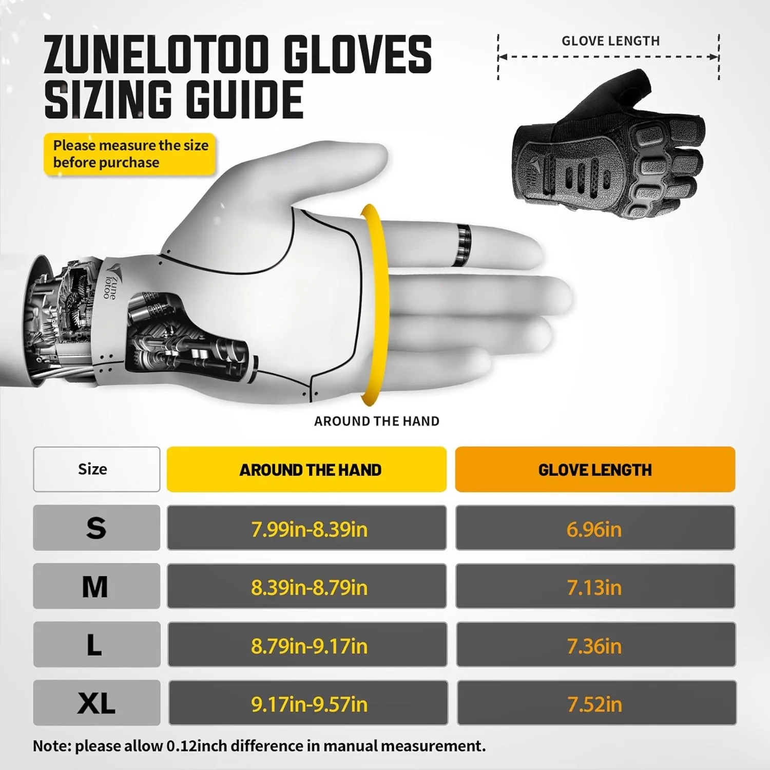 ZUNE LOTOO Fingerless Tactical Gloves Men with TPR Impact Protection & EVA Palm Padded, Half Finger Gloves for Motorcycle Work Paintball Airsoft Range(Black)