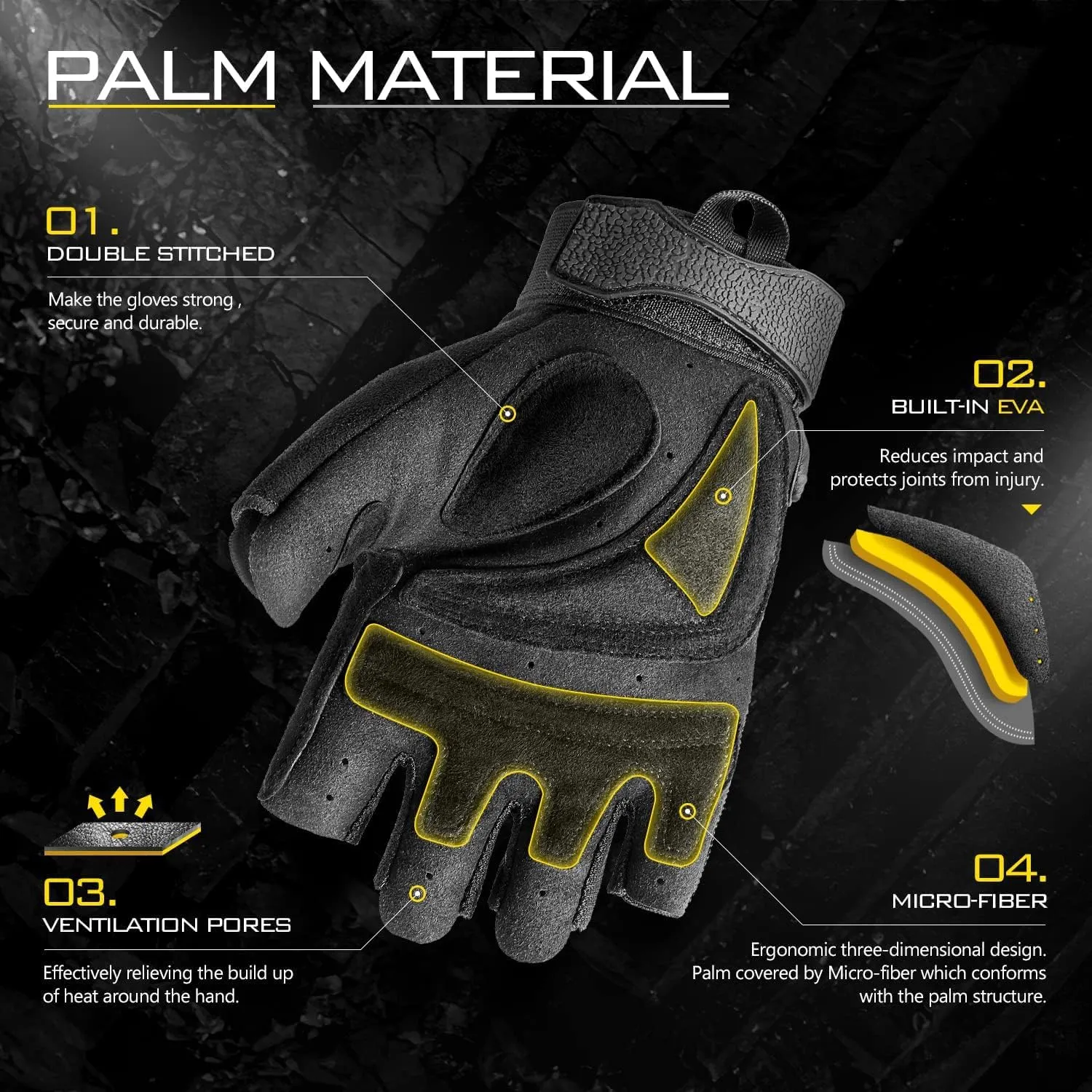 ZUNE LOTOO Fingerless Tactical Gloves Men with TPR Impact Protection & EVA Palm Padded, Half Finger Gloves for Motorcycle Work Paintball Airsoft Range(Black)