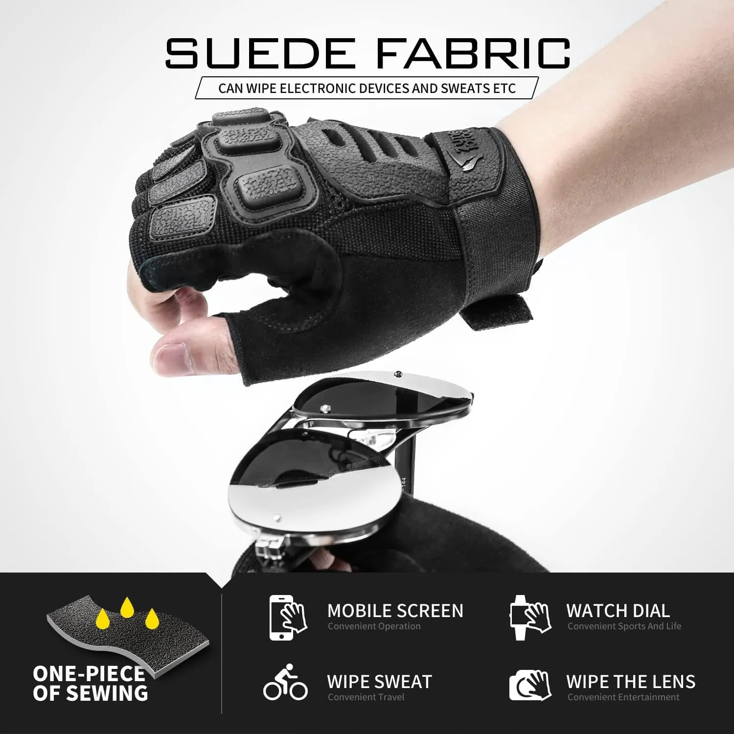 ZUNE LOTOO Fingerless Tactical Gloves Men with TPR Impact Protection & EVA Palm Padded, Half Finger Gloves for Motorcycle Work Paintball Airsoft Range(Black)