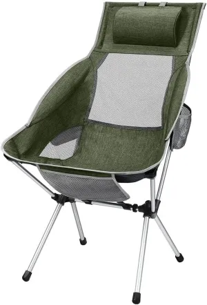 ZXXDSGHUS Folding Camping Chair Mesh High Back Ergonomic Armrest Leisure Chair Portable Outdoor Chair for Fishing Hiking Travel